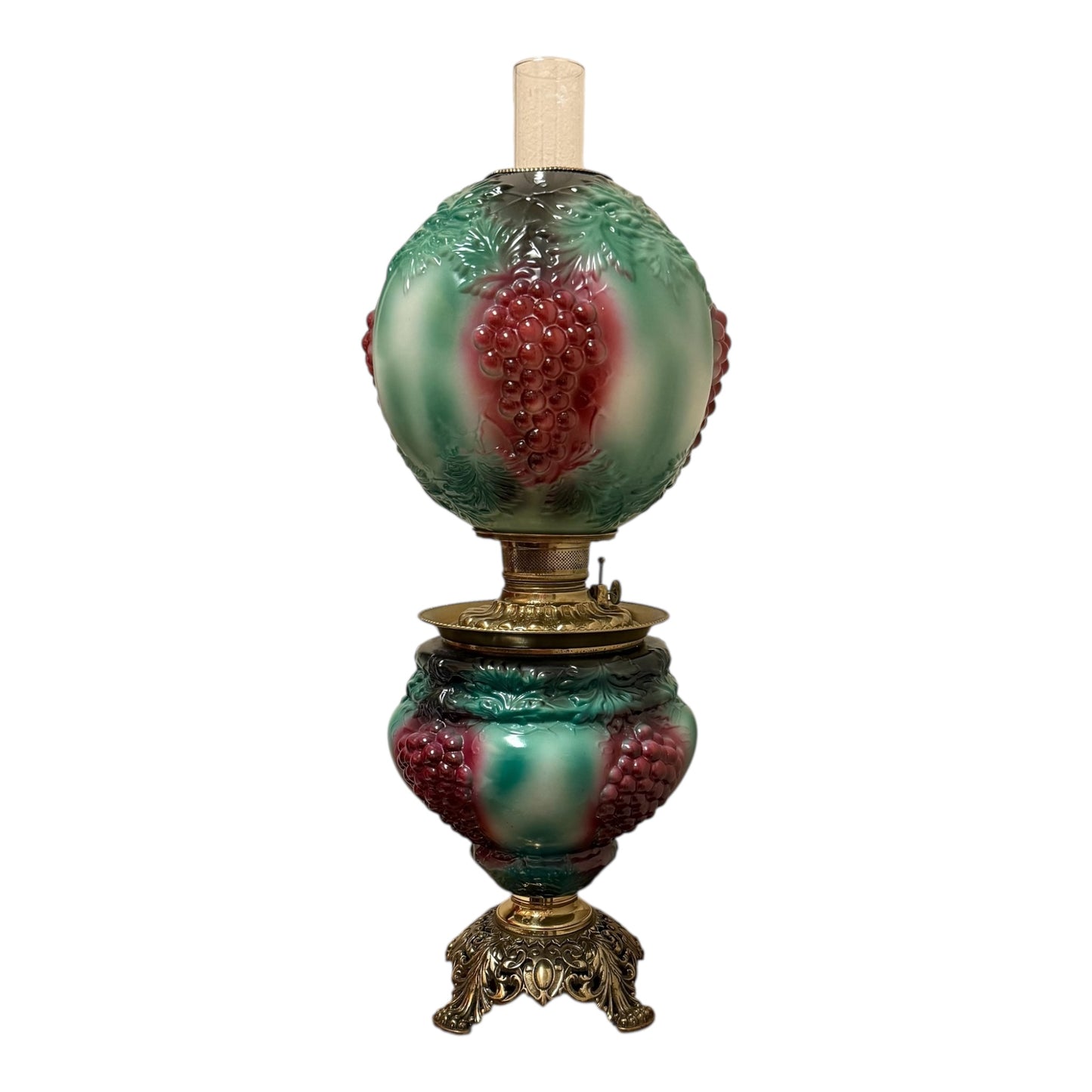 Consolidated “Hanging Grape” Chamber Lamp in Decorated Opal Glass - Extremely Rare